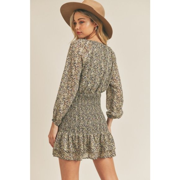 Boho Floral Print Smocked Mini Dress - Picture 4 of 7